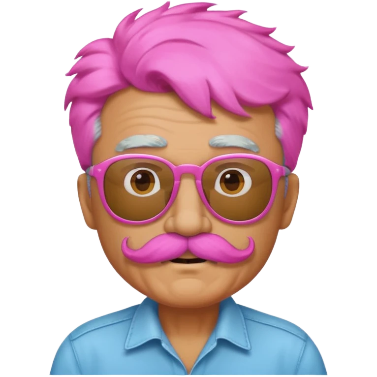 old guy with funny hair and shades and pink mustache emoji