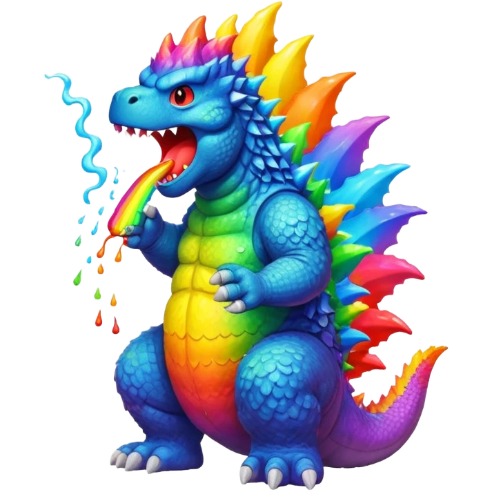 godzilla rainbow puke emoji
