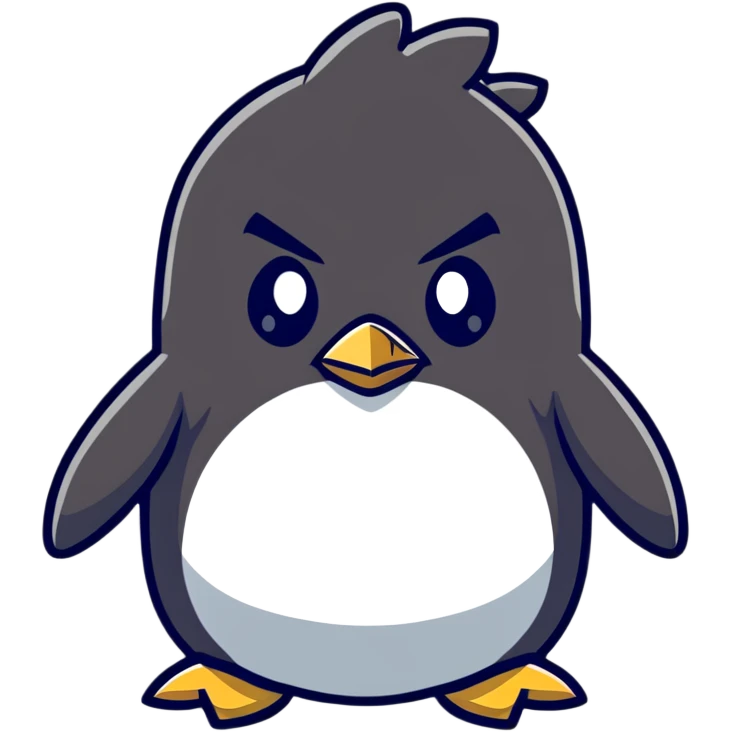 angry penguin cartoonish sticker emoji