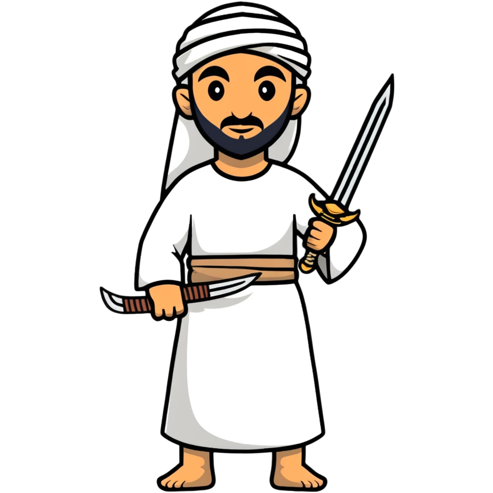 ancient Arab man with a sword on his shoulder emoji