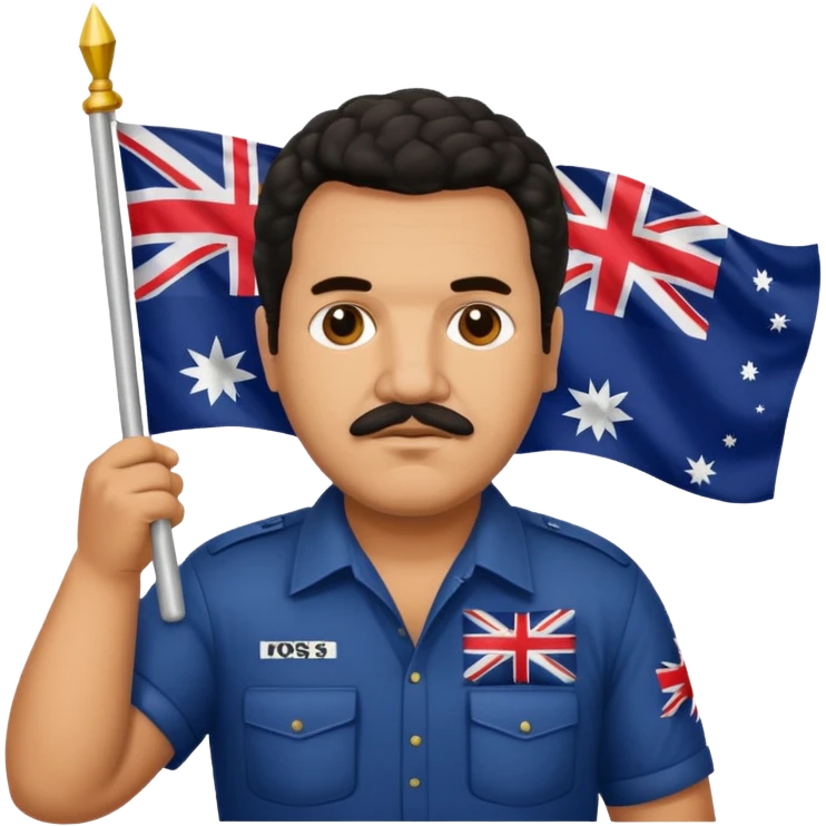 Pablo Escobar holding an Australian flag  emoji
