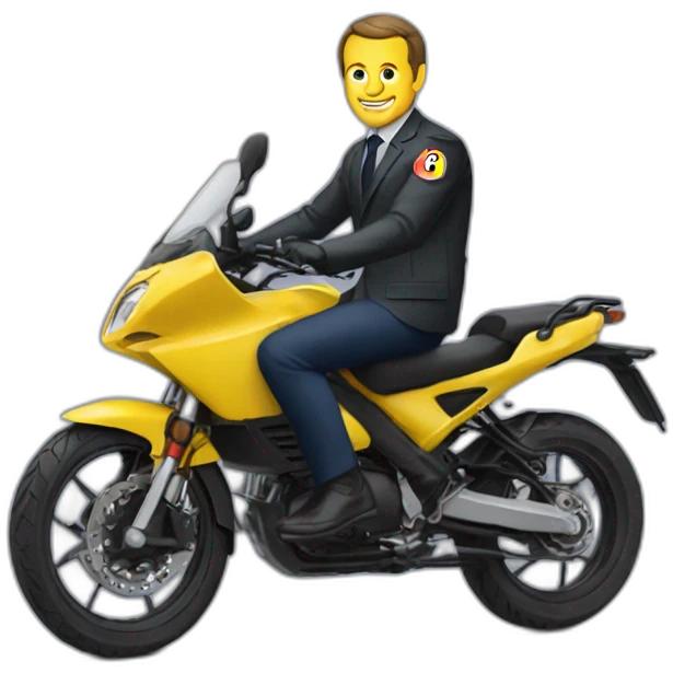 Macron sur une moto emoji