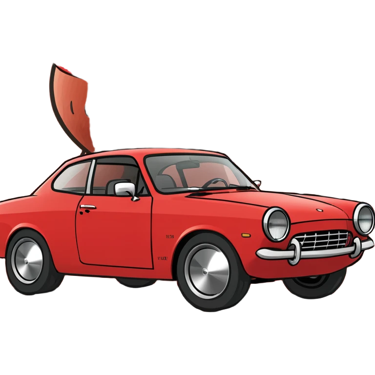 a red car with a sunglass emoji