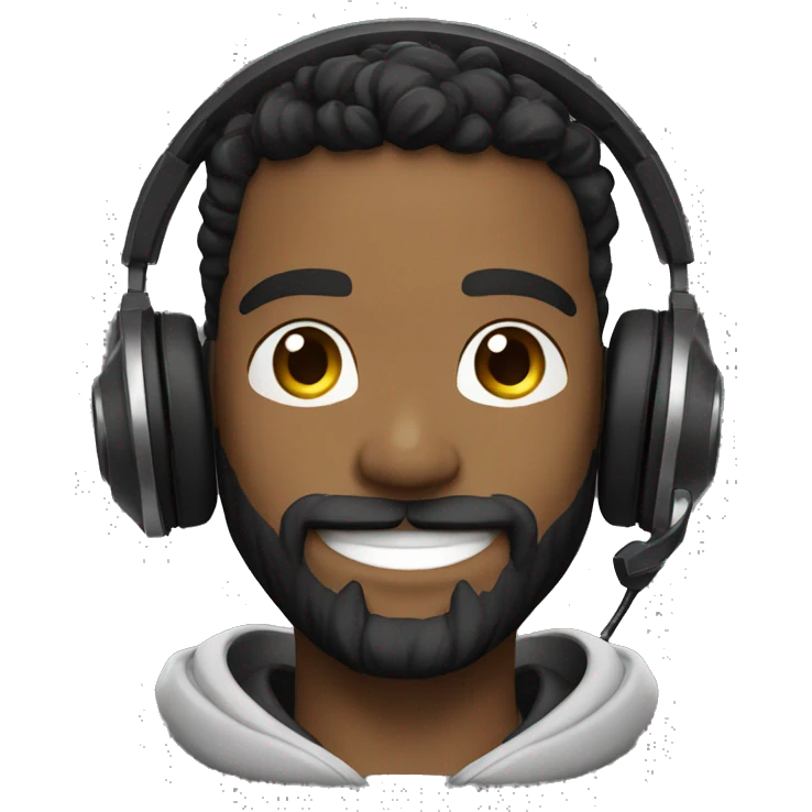 men barba, black, headset gaming, chain with leon and smiling emoji