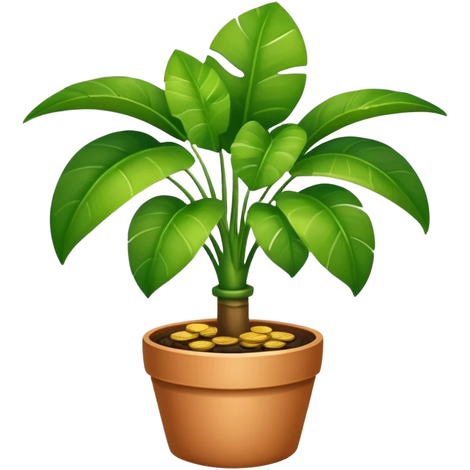 potted house plant with coins emoji