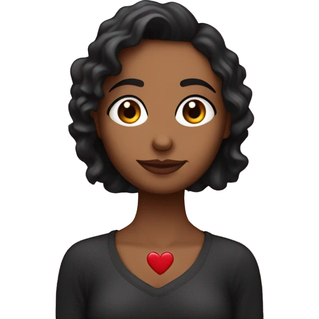 Haz una chica pelo rizado morena guapa con un corazón negro  emoji