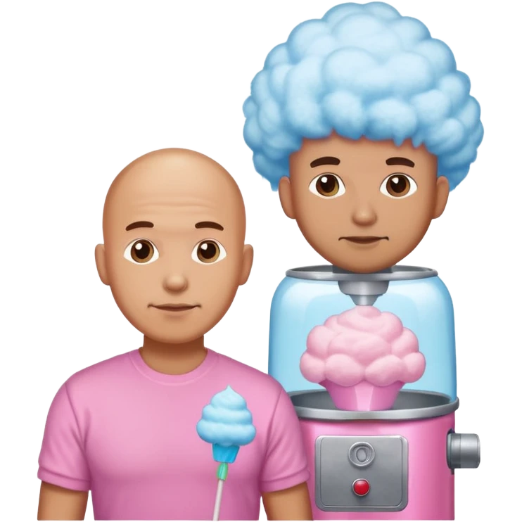 Bald man with cotton candy machine emoji