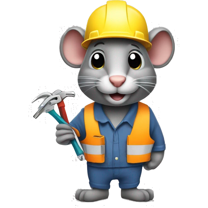 Rat Construction worker with a hard hat and tools and holding "zip ties" emoji