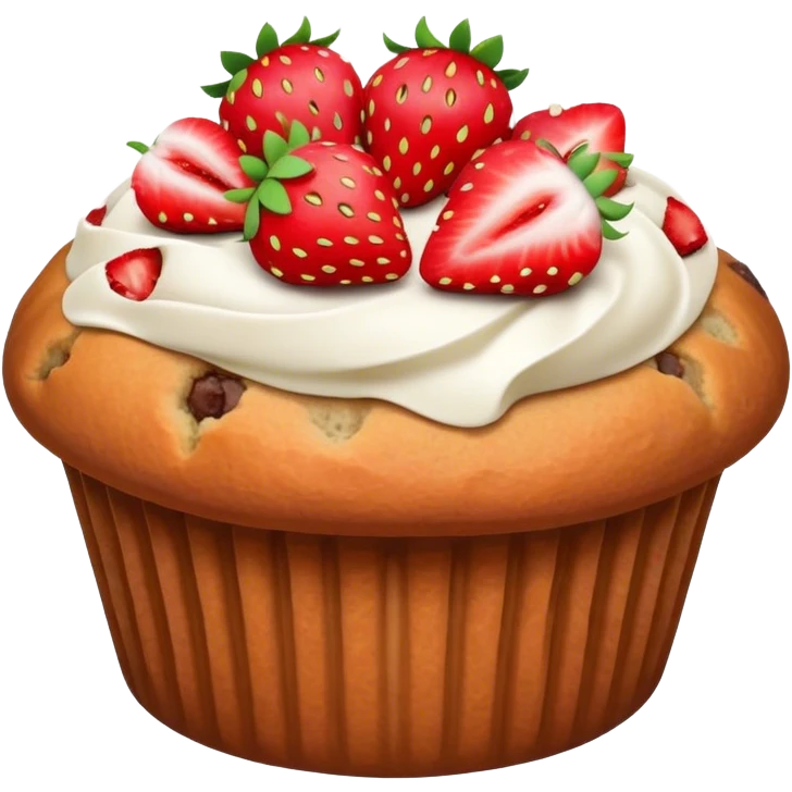 a muffin with small pieces of strawberry on top emoji