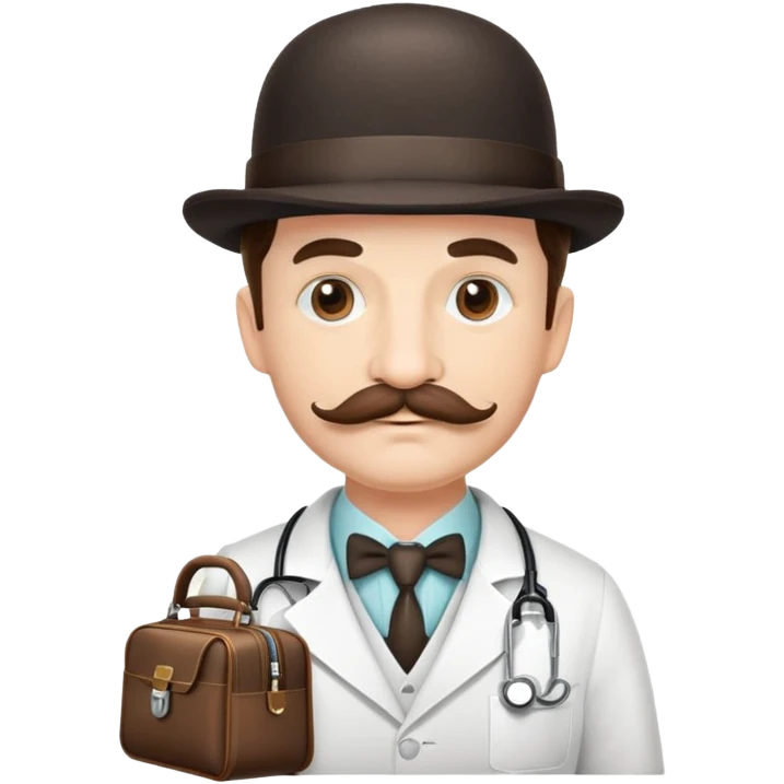 Dr. Watson with mustache, bowler hat and medical bag emoji