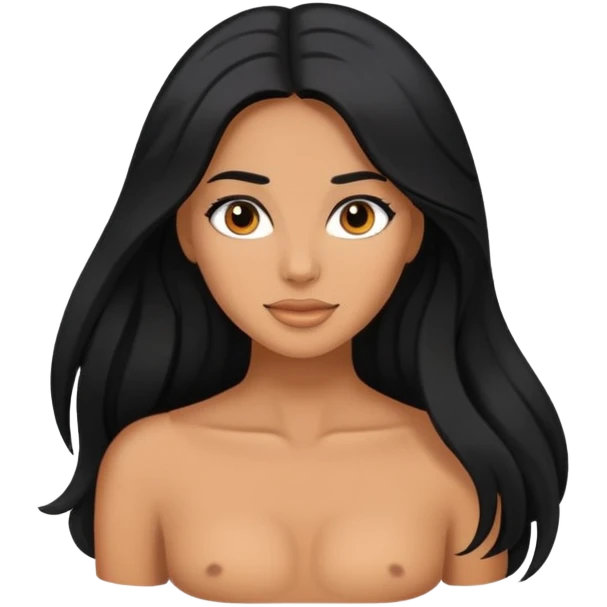 content creator, black long hair tanned woman emoji