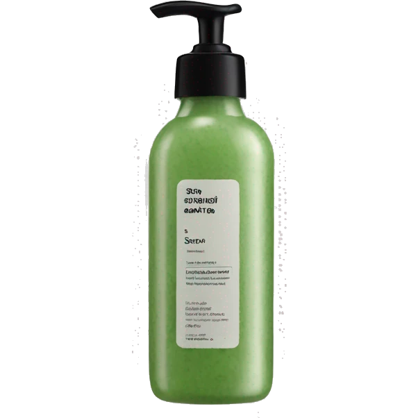 bottle of scalp scrub with label emoji