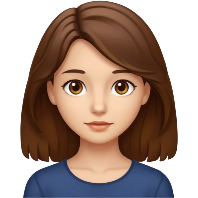 A girl with brown eyes and brown slightly wavy shoulder length hair  emoji