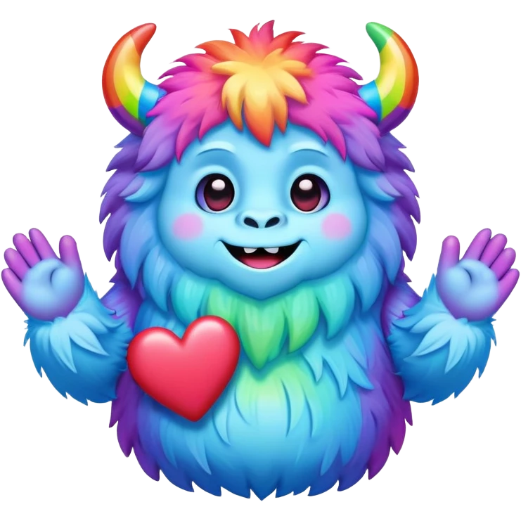 rainbow yeti heart hands emoji