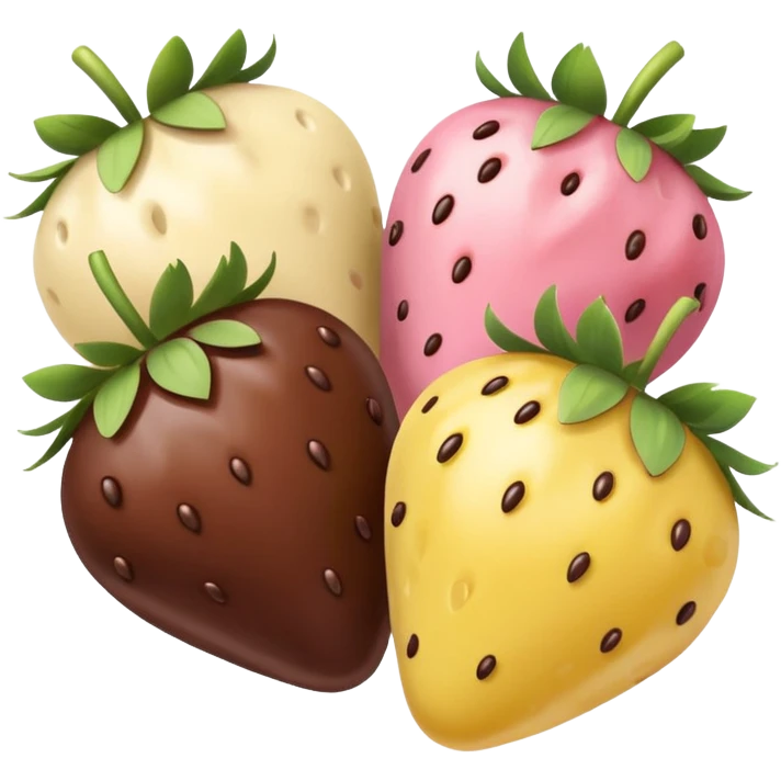 Chocolate-covered strawberries in soft pink, beige and yellow pastel colors emoji