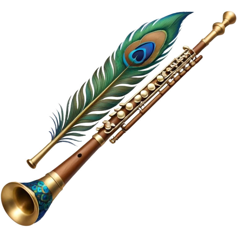 Normal Flute attached with peacock feather emoji