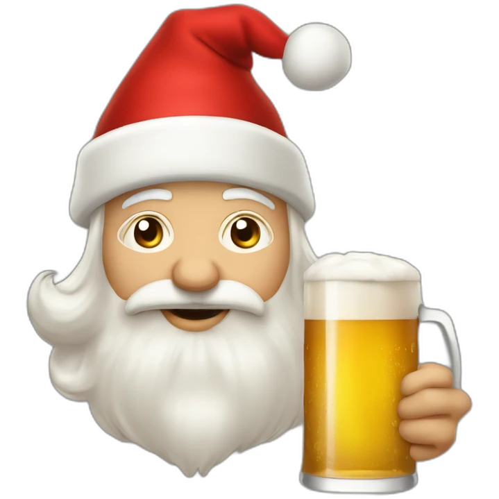 Père Noël qui boit de la bière avec des enfants emoji