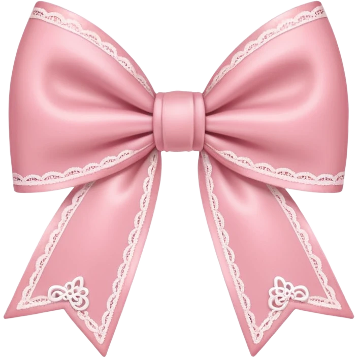 coquette style pink bow, soft and romantic, pastel pink, lace details, emoji size, no text emoji
