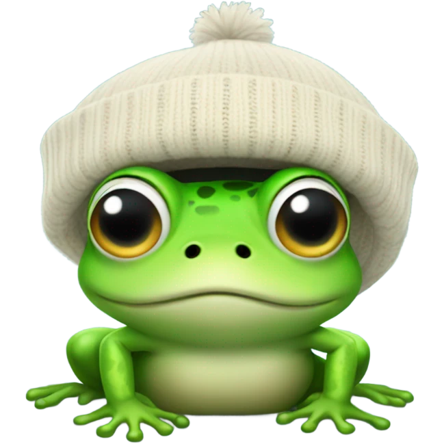 Cute frog with a beanie  emoji