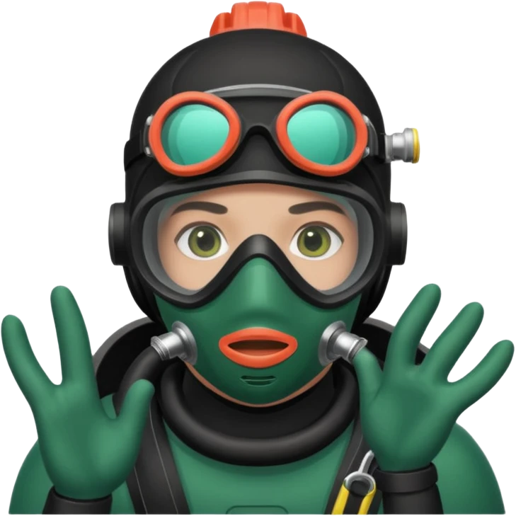 Diver + green mask,Coral Diver. emoji