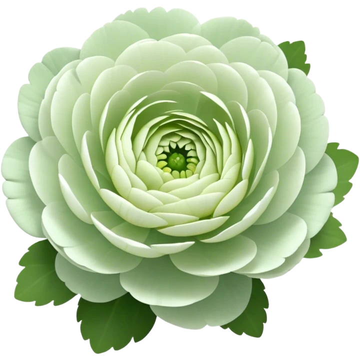 White and light green center Ranunculus cluster emoji
