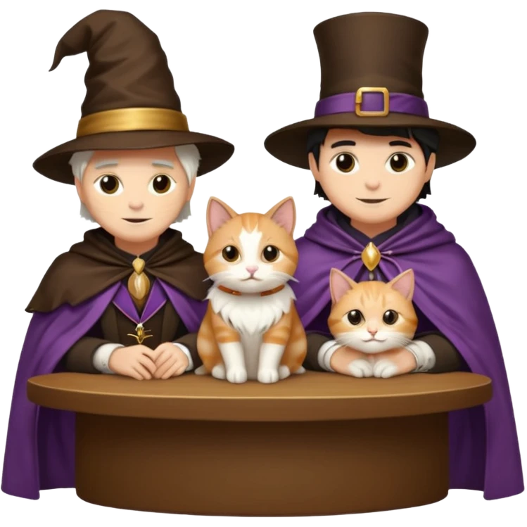 magician couple and their pet cat emoji