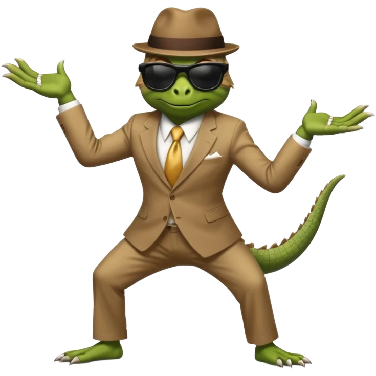 capitalist iguana banker godfather with black sunglasses breakdance startling emoji