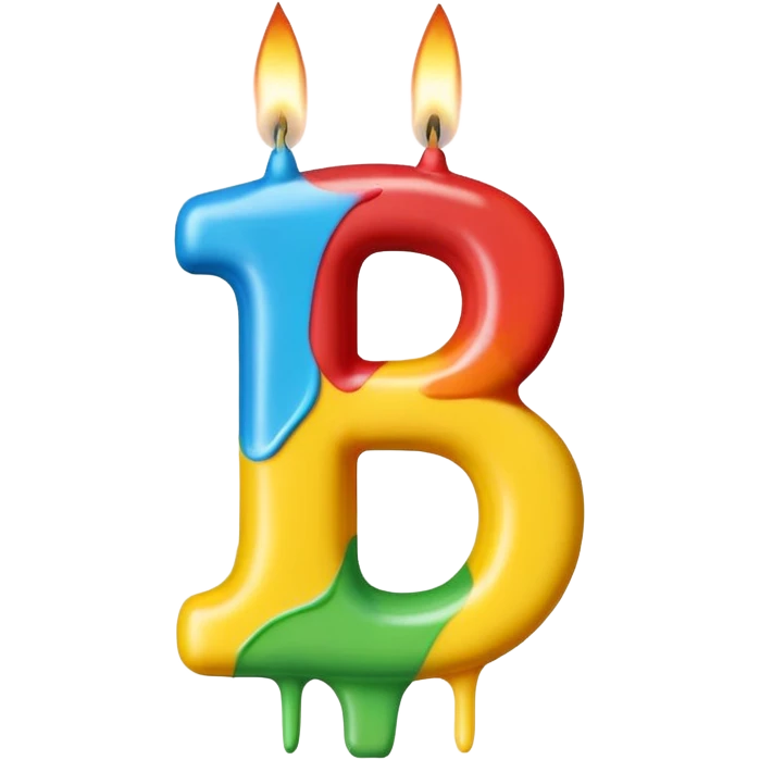 Birthday candles with the shape of the number 15 emoji