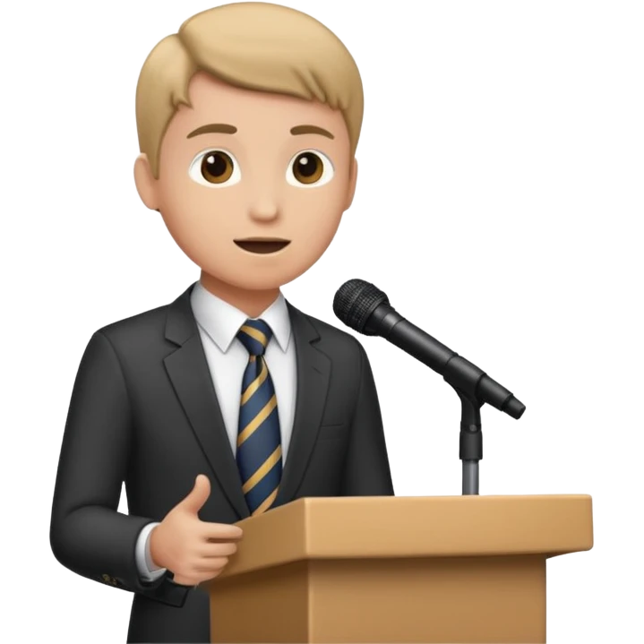 a speaker at an event standing at a podium emoji