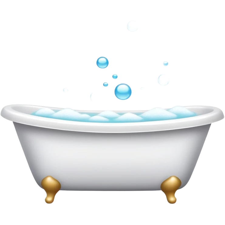 bathtub filled with bubbles, towel and soap nearby, clean and friendly emoji