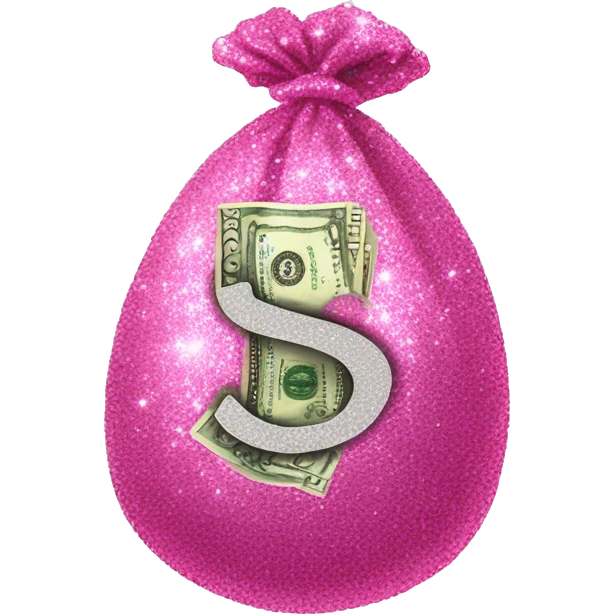 sparkly glittery pink wad of cash emoji