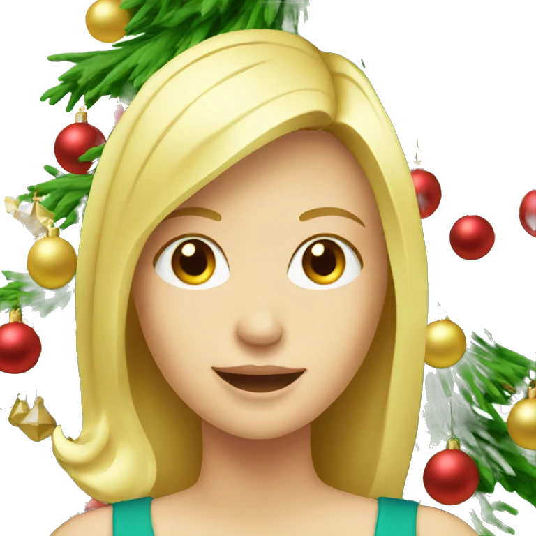 Blond white women decorating a Christmas tree emoji