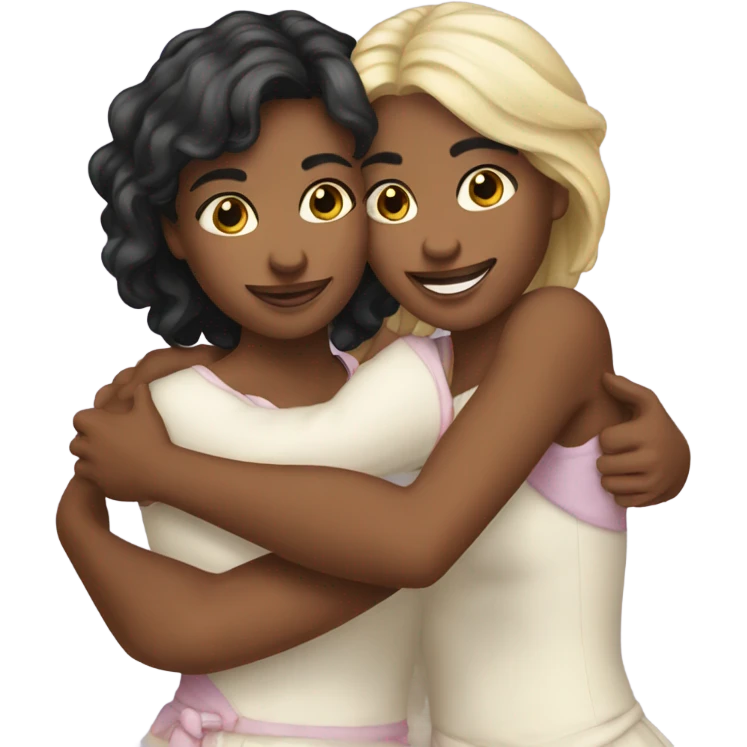 Two beautifull sisters hugging emoji