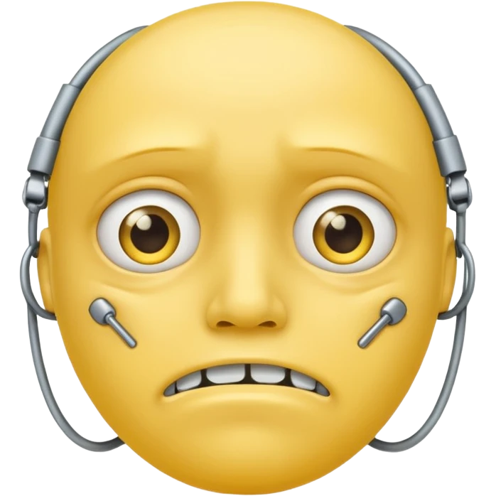 Yellow sad face with braces emoji