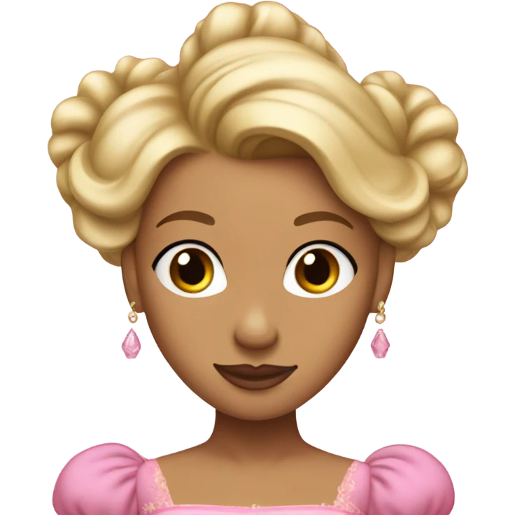 Girly Princess with pink ballgown and light skin and big blonde hair updo pretty detailed realistic  emoji