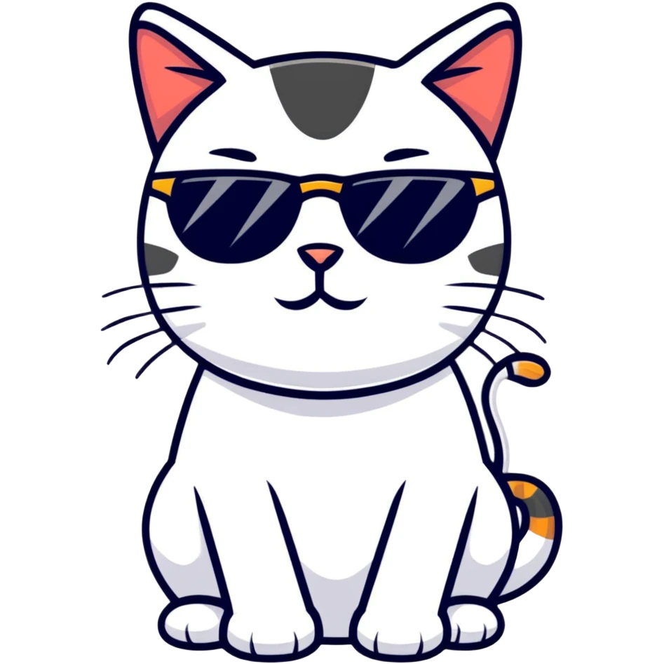 Cool cat wearing sunglasses, looking confident emoji