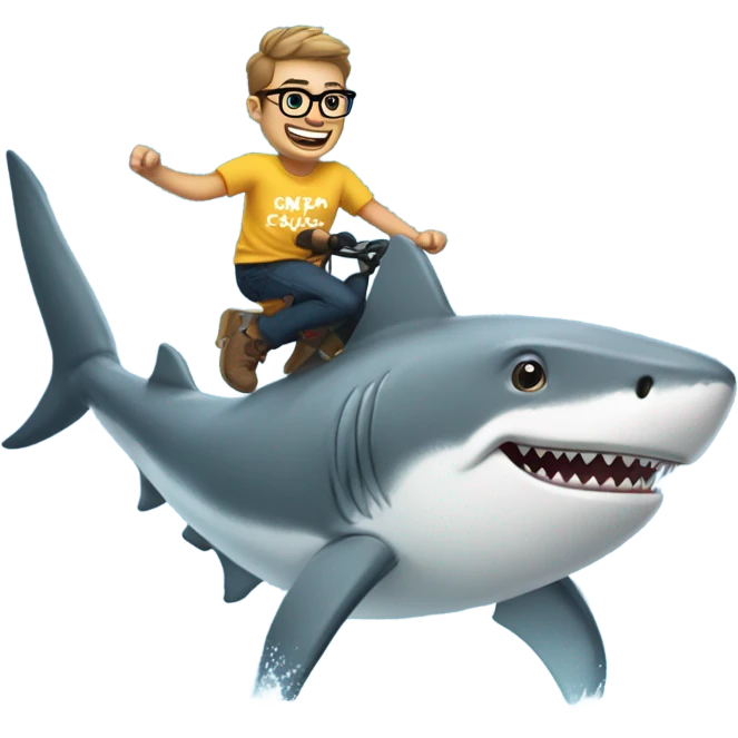 Nerd riding shark  emoji