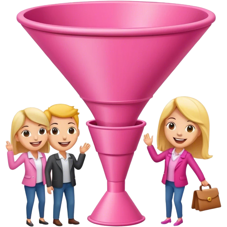 pink sales funnel with people inside emoji