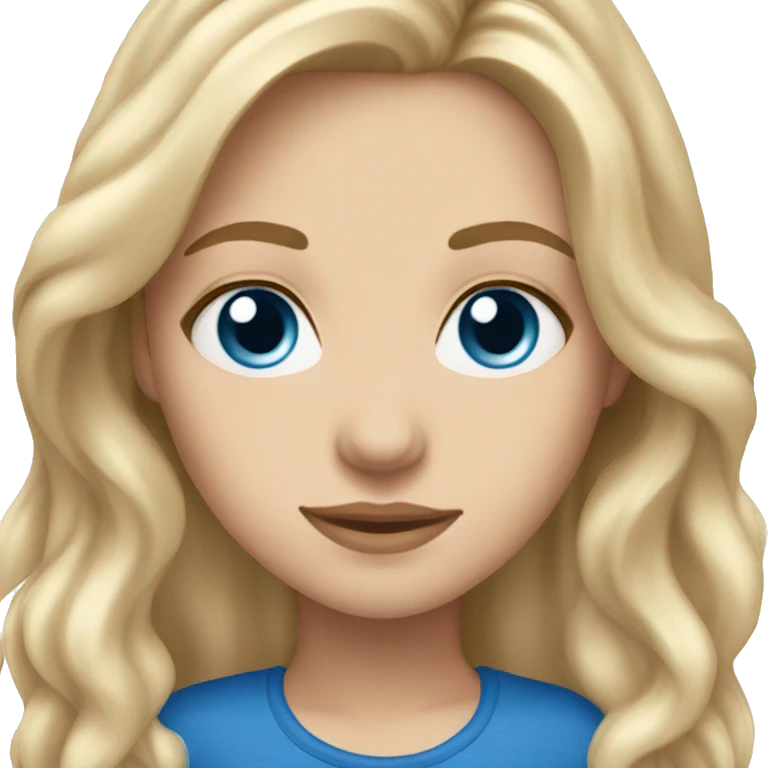 White girl with long dirty blonde hair,blue eyes long lashes  emoji