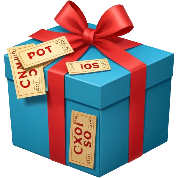 a box marked carnival pack with tickets as a bundle emoji