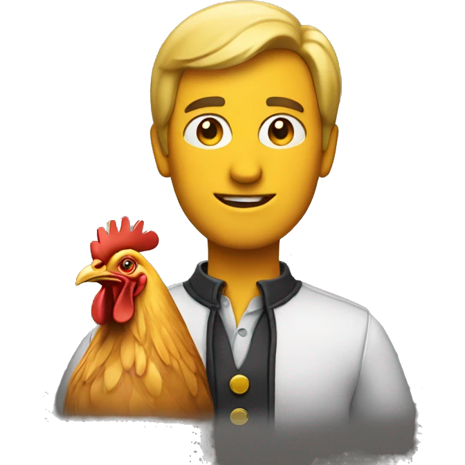 a man with a chicken emoji