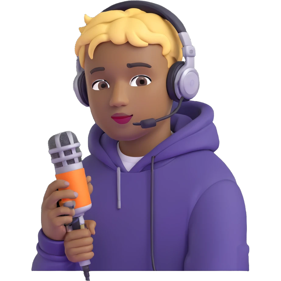 Juice WRLD with headphones and microphone emoji