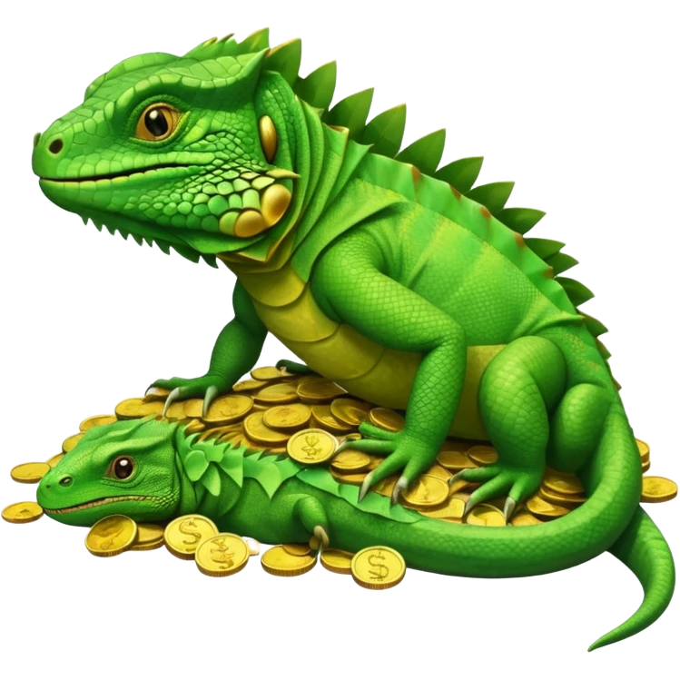 capitalist iguana lying in money emoji