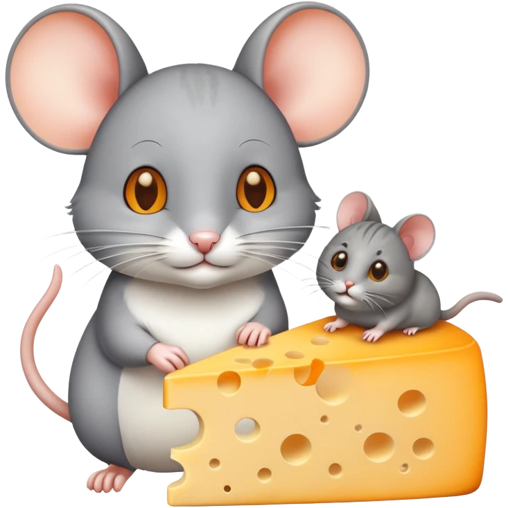 Mouse giving cat cheese emoji