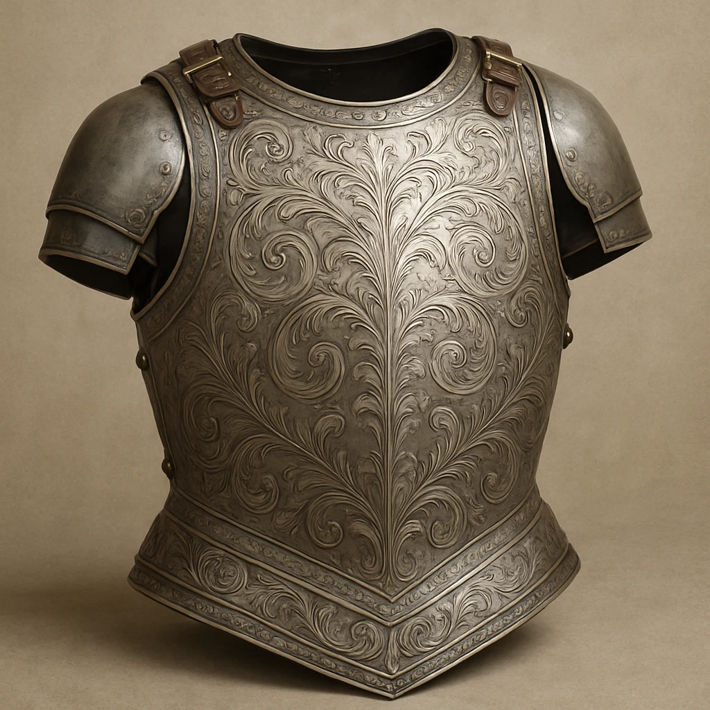 steel chestplate armour, medieval, ornate engravings, classic look emoji
