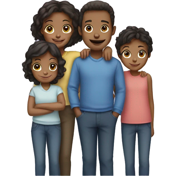 Family of six two Girls two boys  emoji