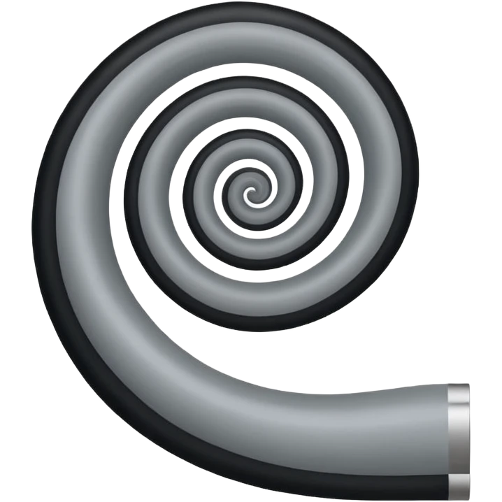 Minimalist emoji-style sticker of a strip of film curling into a hypnotic spiral. No details inside frames. Black and gray only. emoji