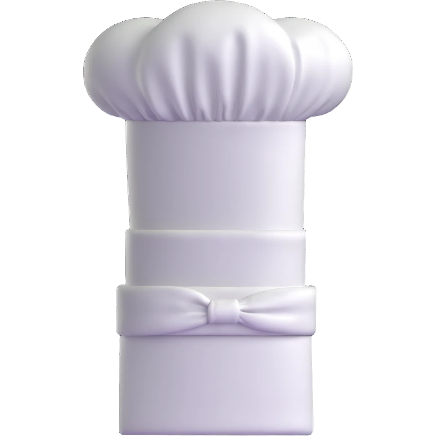 A traditional white chef's hat, tall and puffed, symbolizing culinary expertise emoji