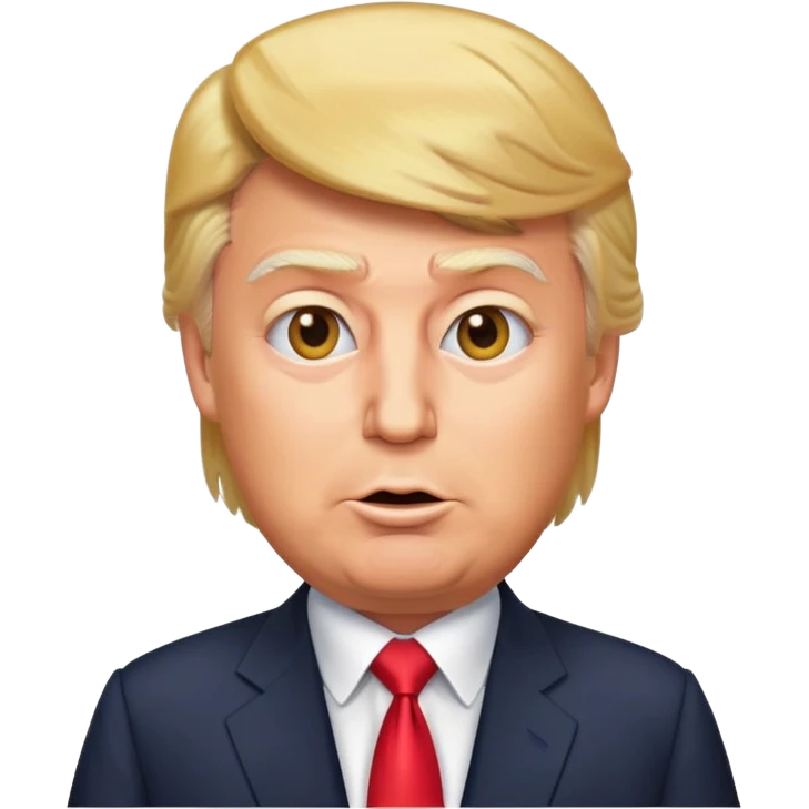 Donald Trump as a playful emoji character, recognizable hairstyle, suit, and expressive face emoji