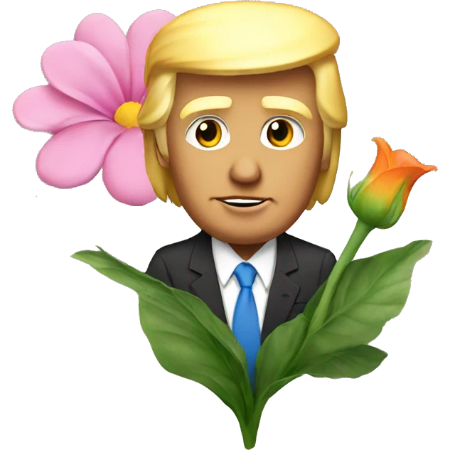 Donald Trump with a flower emoji
